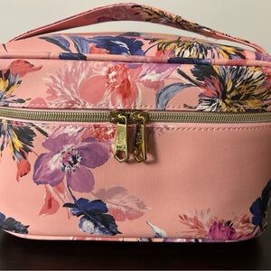 NWOT Trina Turk Pink Cosmetic Bag Zippered and Flip Top.